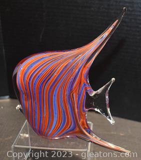 Hand Fused Vinci Large Angel Fish Glass Art Figurine